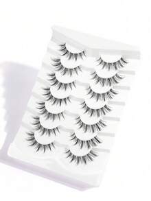 MAGEFY 7/11/14 Paar natürliche gekreuzte Wimpern, transparentes Band, täglicher Trage Wispern Wimpern, Manga Stil, Reise Muss-Have, Geschenk für Freunde, transparenter Streifen, leicht, wiederverwendbar, natürliches Aussehen - Schwarz - Übersicht 5
