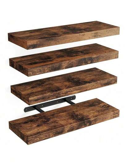 Estantería flotante de estilo rural marrón, adecuada para estantes de almacenamiento en baños, salas de estar, dormitorios, cocinas y oficinas