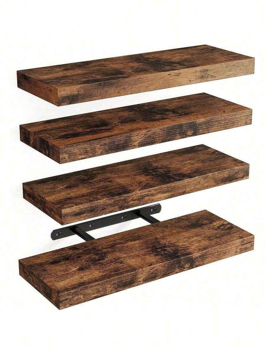 Rural Brown Style - Wall Floating Shelf, Suitable For Storage Shelves In Bathrooms, Living Rooms, Bedrooms, Kitchens, And Offices - Multicolor - View 1