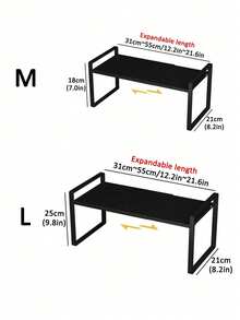 1 Expandable Multi-Purpose Cabinet Shelf, Expandable Up To 55cm/22in, Multi-Layer Storage, Kitchen Cabinet Shelf, Multifunctional Metal Storage Shelf, Pot And Bowl Shelf, Suitable For: Kitchen Cabinets, Kitchen Countertops, Under Sinks, Moisture-Proof And Rust Proof, Space Saving, Suitable For Gift Giving, Kitchen Decoration Gifts, Home Decoration Gifts - Multicolor - View 14