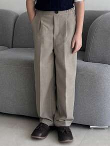DAZY Tween Boy Gentleman Style Versatile Solid Color Suit Pants - Khaki - View 2