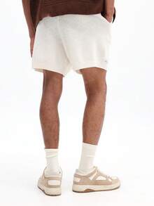 SUMWON Relaxed Fit Cream Open Knit Pull On Drawstring Shorts With Ribbed Hem For Summer Casual Wear - White - View 2