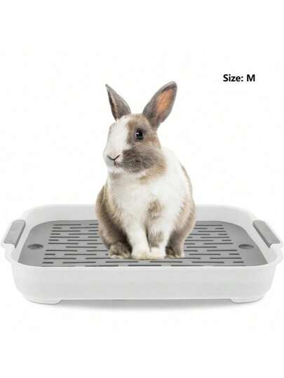 1pc - Double-Layer Square Drainable Pet Toilet Made Of Pp Material, Removable And Washable, Suitable For Rabbits, Guinea Pigs And Other Small Animals, Suitable For All Seasons.