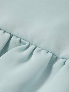 DAZY 2 st. spetspatchwork kofta med knytband och lösa raka ben långa pyjamasbyxor, vårsovkläder för kvinnor - Blå - Visa 7