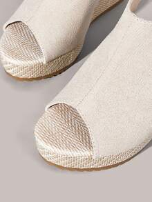 Styleloop Women's Fashionable Versatile Buckle Design Thick Bottom Wedge Sandals For Daily Wear - Beige - View 4