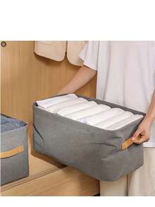 1PC,Set Of Classic Fabric Storage Baskets - Foldable, Versatile Organizer For Closet, Shelf, Office & Dorm - Ideal For Clothing, Sundries & Home Organization - Multicolor - View 5