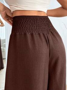 EURMUSE Pantalones anchos elegantes y de moda con adornos de perlas - Café integral - Ver 6