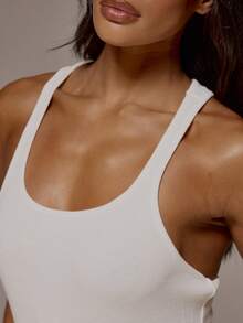 MUSERA ESSENTIALS Ribbed Scoop Neck Racer Back Loose Fitting Mini Dress Spring Summer Holiday Everyday Cute Daily Basics Essential - White - View 6