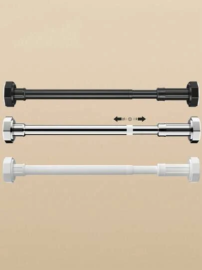 1 Pc Adjustable Stainless Steel Closet Rod, Expandable Bathroom Towel Bar, Clothing Rack, Curtain Rod, Wardrobe Hanging Rod, Retractable Shower Curtain Rod, Balcony Pole - No Drilling Required, Fits Curtains, Doors And Clothingbedroom,Organizer