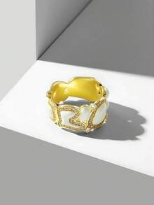 MOTF PREMIUM 18K镀金水晶装饰女士单枚戒指 - 白色 - 查看 8