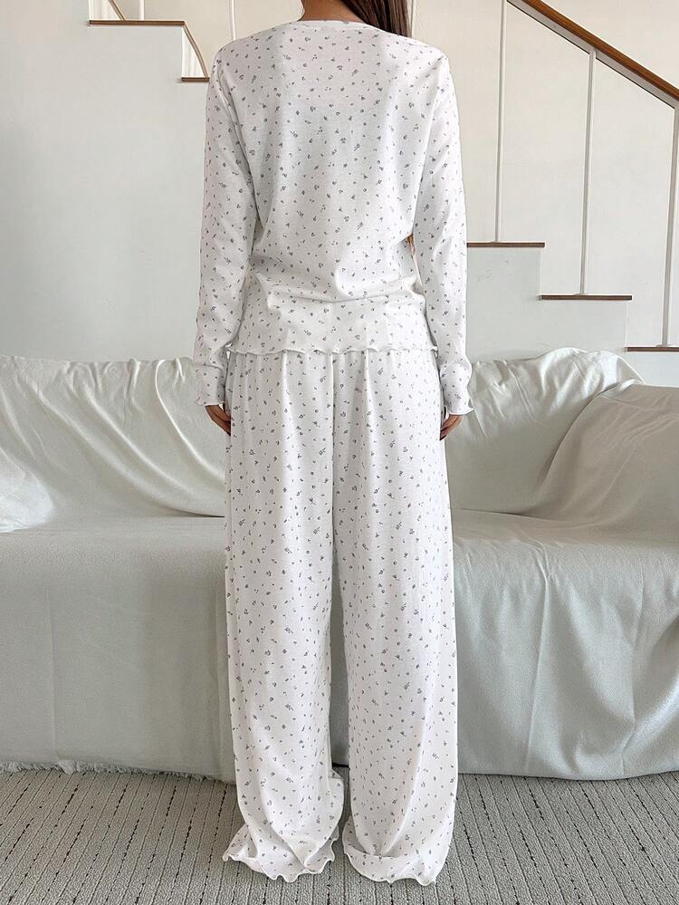 Ditsy Floral Knit Women's Pajama Set