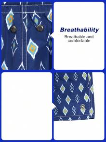 Surfspeed Men's Geometric Print Drawstring Waist Beach Shorts Men's Swim Trunks Geometric Blue Swim Trunks For Men - Blue - View 5
