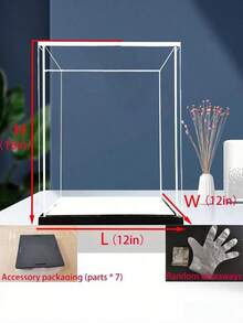 Acrylic Display Case/Showcase/Curio Cabinet/Entryway Decor Dust-Proof Display Cabinet (High-Definition Thick Acrylic Module + Mirror Base), Suitable For Statue/Gift/Model/Product/Building Blocks/Bag/Doll Display, Multiple Sizes Available, Easy Assembly (Needs Rubber Bands For Reinforcement After Assembly), Please Measure The Size Of The Items To Be Stored Before Ordering - Black Background + Mirror Finish - View 3