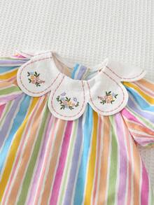 Cozy Pixies 女婴碎花印花撞色荷叶边领无袖束腰连衣裙 - 粉色 - 查看 3