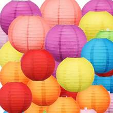 16 Hanging Paper Lantern Decorations/Sets, Rainbow-Colored Chinese Paper Lantern Ceiling Party Strips, Suitable For Carnival, Mexican Parties, Baptism, Birthdays, Wedding Anniversaries, Store Decorations, Holiday Party Backdrops, Room Decorations, Bedroom Decorations, Home Decorations, And Wall Decorations. - Multicolor - View 7
