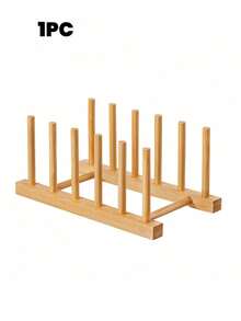 Vertical Bamboo Dish Rack, Utensil Drying And Storage Rack, Kitchen Drawer Organizer - Pot Lid Rack, Cabinet Space Saving Dish Rack - Cutting Board Drainer Rack, Can Hold Plates, Pot Lids, Bowls, Cups And Books, Kitchen Cabinet Organizer, Keeps Tableware Dry - Multicolor - View 11