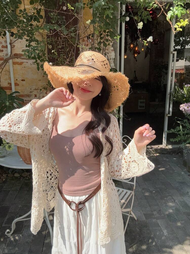 Women's Vacation Korean Style Mesh Long Sleeve Thin Cardigan