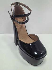 CUCCOO LuxiPop 防水厚底粗跟方头高跟鞋 - 黑色 - 查看 8