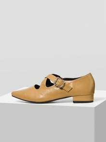 Mnmlis Solid Color Pointed Toe Casual Comfortable Versatile Flat Shoes, Suitable For Walking, Travel And Vacation - Khaki - View 2
