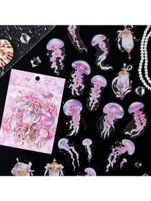 5pcs Set Ocean Waltz Jellyfish Sticker Pack, Cross-Border PET Waterproof Stickers, High-End Aesthetic Journal Decorative Stickers - suit - View 9