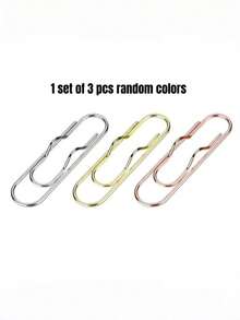 1 Set Of 3Pcs Creative Metal Pen Clip, Paperclip, Stationery Clip, Office Folder, Book Clip, Strong Long-Tail Receipt Clip - Multicolor - View 10