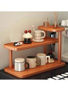 One Piece Single-Layer Three-Layer Bamboo Table Storage Rack, Suitable For Storing Cosmetics, Perfume, Spices And Office Supplies - High-Quality Bamboo Bathroom Dresser Storage Cabinet, Simple Design, Multi-Function Storage Rack, Can Be Used To Store Jewelry, Cosmetics And Household Supplies, Bamboo Surface Is Smooth - Brown - View 2