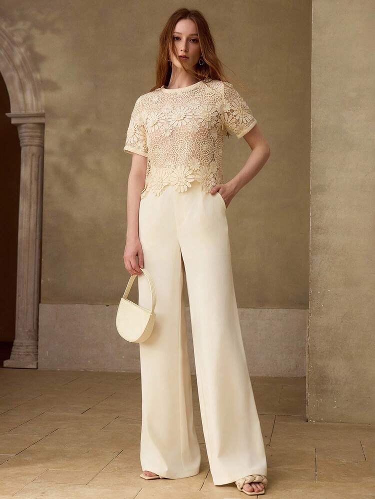 GUIPURE LACE SHEER TOP