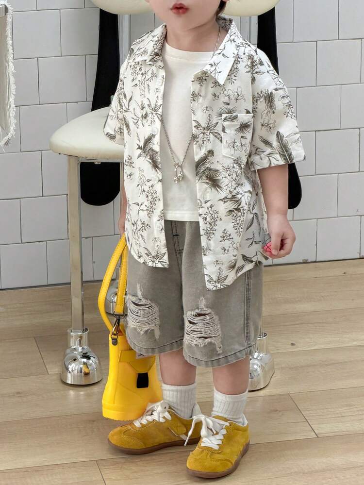 Baby Boys Holiday Korean Style Short Sleeve Top Vacation Summer