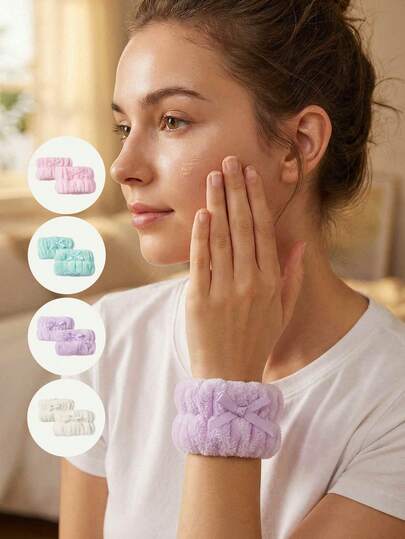 1 Pair Bow-Tie Multicolor Home Textile Towel Wrist Sleeve, Absorbent And Water-Resistant Towel Sleeve, Suitable For Home Use