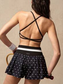 VARSIVA 女士字母印花日常健身背心式运动文胸 - 黑色 - 查看 2