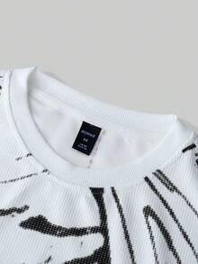 ROMWE MEN Áo thun nam in hình cơ bụng - trắng - Xem 5