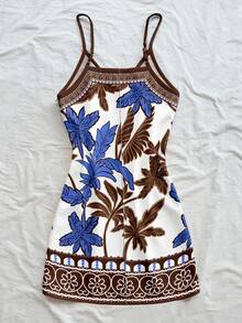 Soleia 大码女式印花吊带迷你连衣裙 女式夏季连衣裙 女式夏季套装 女式吊带裙 女式沙滩裙 女式春季连衣裙 - 彩色 - 查看 2