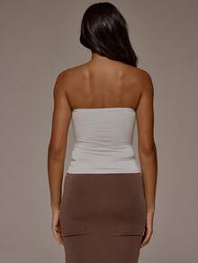 MUSERA ESSENTIALS 长款修身柔软触感抹胸上衣，春夏度假日常可爱基础款必备 - 藍色 - 查看 2