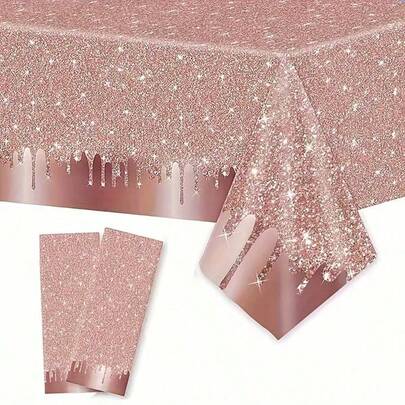 1/2/3/4 PCS Cutlery Tablecloth, Rose Gold Sequin Tablecloth, Sparkling Tablecloth For Wedding & Birthday Party Decorations, Party Decorations, Valentine's Day Party Supplies, Holiday Decorations, Holiday Supplies. [There May Be Slight Color Differences Between The Pictures And The Actual Product Due To Lighting During Photography. Please Do Not Purchase If You Mind This.]