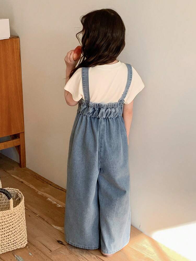 Young Girls Casual Denim Bib Pants And Jumpsuit, Spring/Summer