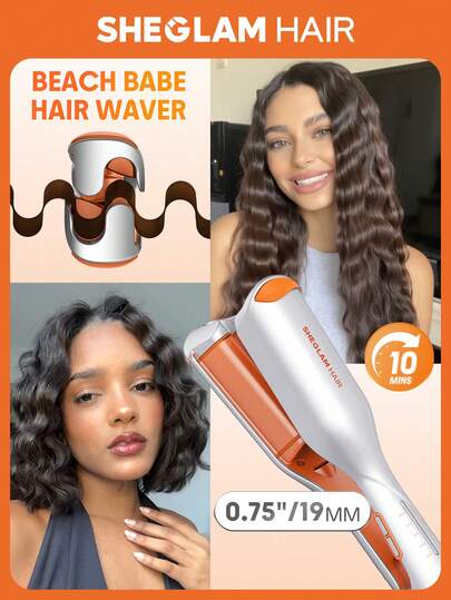 SHEGLAM HAIR Beach Babe Hair Waver,Ionic Hair Waver,Waver Curling Iron,2 Barrel Hair Crimper With Anti-Scald,50 Million Ions & 10 Min Quick Wave,Smart Timer & Adjustable Temps,Easy To Use Hair Tool For Women - EU Plug Graduation Birthday Gift Holiday Winter Pink Vibe Makeup Party Beach Travel Camping School Campus Festivals Rose Present Girl Charm Best Valentine's Day Women's Day Love Yourself