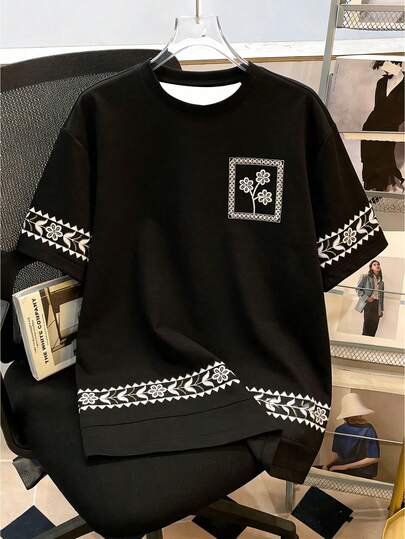 Manfinity Joysei Diseño de estampado de pato en los músculos abdominales, ropa deportiva casual de verano de moda para hombres, parte superior para hombres