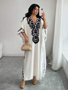 SHEIN Elenzya Elegant Waist-Cinched Floral Print Robe, - Multicolor - View 5