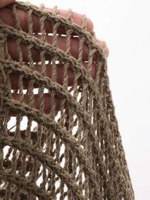 DAZY 女士圆领镂空长袖透视针织上衣 - 綠色 - 查看 7