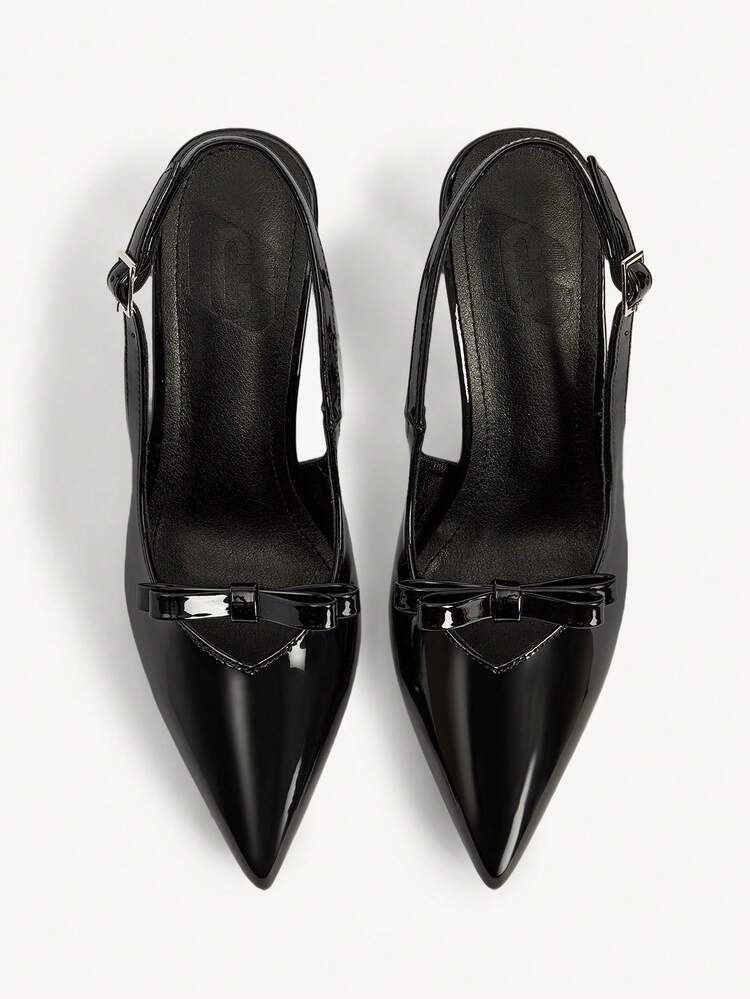 CUCCOO CHICEST Women's Pointed Toe Soft Leather Slip-On Vintage Bow Decor Shoes Wedding Shoes Spring Shoes Bride Shoes