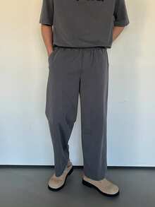 DAZY Men's Distressed Gray Letter Print Short Sleeve T-Shirt And Pants Set, Summer - Grey - View 6