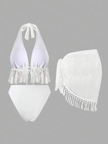 Swim Oasis Plus Size Swimwear Set Made Of Special Fabric With Mesh Skirt, European And American Fashion Series Swimwear - White - View 2
