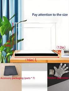Acrylic Display Case/Showcase/Curio Cabinet/Entryway Decor Dust-Proof Display Cabinet (High-Definition Thick Acrylic Module + Mirror Base), Suitable For Statue/Gift/Model/Product/Building Blocks/Bag/Doll Display, Multiple Sizes Available, Easy Assembly (Needs Rubber Bands For Reinforcement After Assembly), Please Measure The Size Of The Items To Be Stored Before Ordering - Black Background + Mirror Finish - View 4