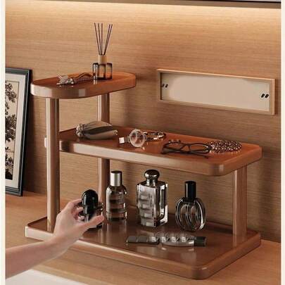 1 pièce Étagère de rangement en bambou à 1 ou 3 couches, convient pour ranger les cosmétiques, les parfums, les épices et les fournitures de bureau - Meuble de rangement pour salle de bain en bambou de haute qualité, design simple, étagère de rangement multifonction, peut être utilisée pour ranger les bijoux, les cosmétiques et les fournitures ménagères, surface en bambou lisse