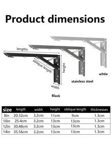 Stainless Steel Foldable Shelf Bracket (2 Packs) Spring-Movable Space-Saving DIY Wall-Mounted Partition Triangular Support Shelf Bracket For Tables And Benches, Includes Screws - Multicolor - View 9