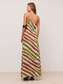 Nöista Printed Long Dress With A Lace Trim On Neckline And Adjustable Back Straps On Back. Boho, Summer, Spring, Woman. - Multicolor - View 2