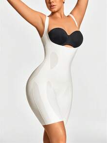 SHAPORA 1pc White Comfortable Minimalist Women's Shapewear Bodysuit - White - View 5