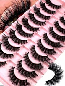 10 Pairs 5D Luxury Synthetic Mink Lashes, Long Lasting Natural Drama, Volumized, Fluffy, Sweet 3D False Eyelashes, Create Charming Appearance - Reusable And Easy To Apply Strip Lashes,Lashes,Eyelashes,Fake Lashes - Fluffy Lashes - View 2