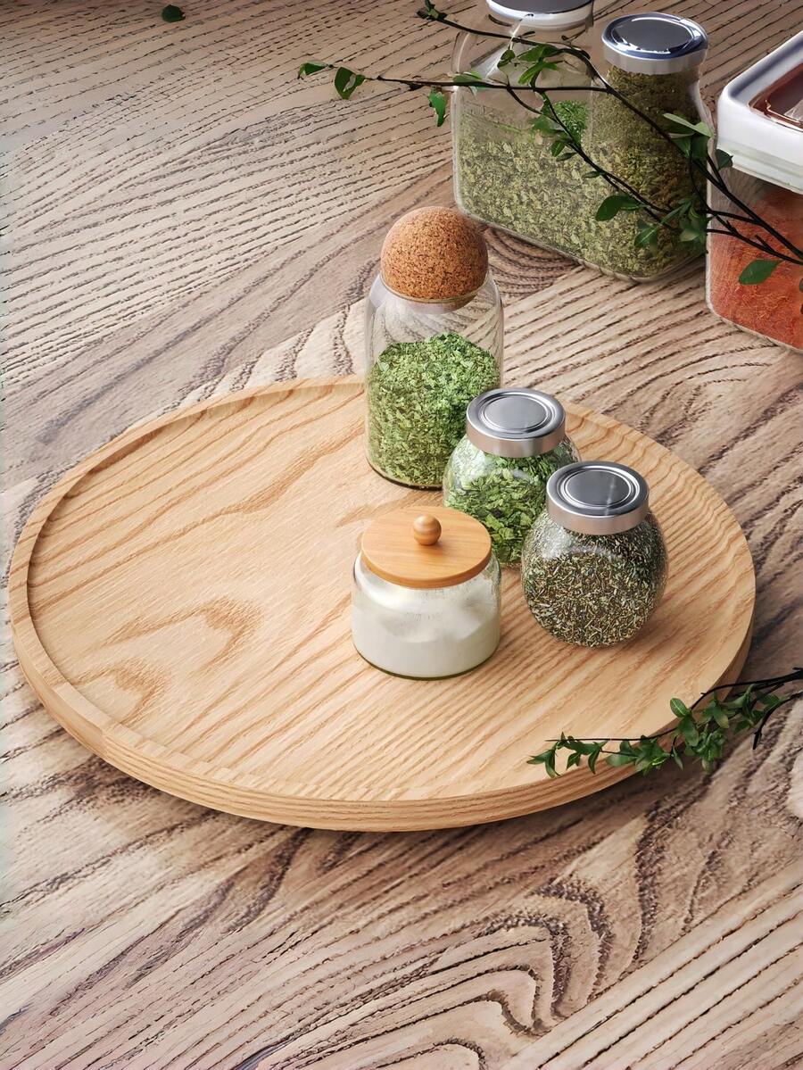 1 PC Lazy Susan Organizer, Bamboo Rotating Tray Cabinet Pantry Table Organization, Lazy Susan Spice Rack Turntable Organizer For Pantry, Dining Table, Kitchen, Countertop - Multicolor - View 1