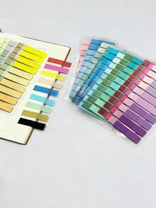 200 hojas Marcadores de página adhesivos, Pestañas adhesivas de notas Morandi de colores, escriturables y reposicionables, tiras de índice de pestañas de libro - 5,5 x 15 cm - Ver 1